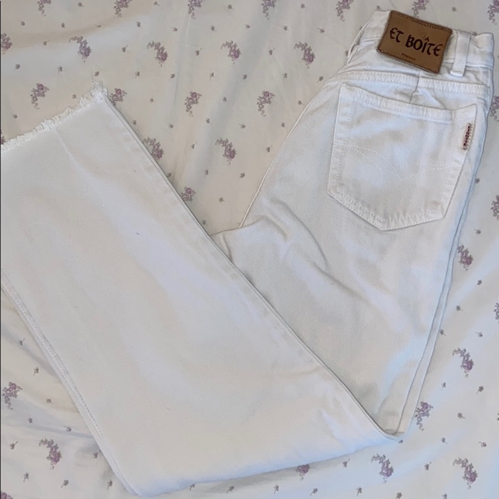 Vintage High Waisted White Jeans